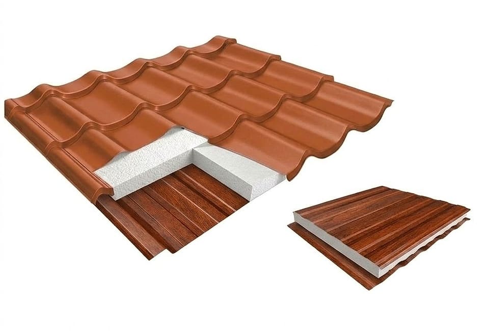 Telha de aluzinco com acabamento terracota e perfil ondulado